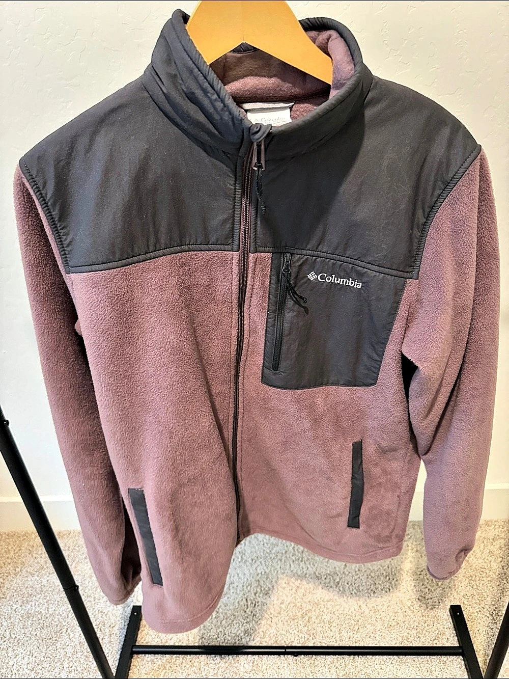 Columbia Color Block Fleece Jacket in Purple & Black